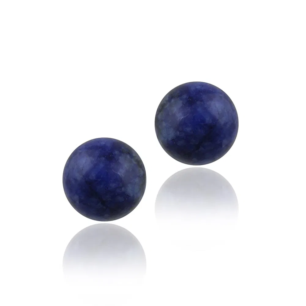 Sterling Silver Sodalite Bead Stud Earrings, 8mm - Grocery