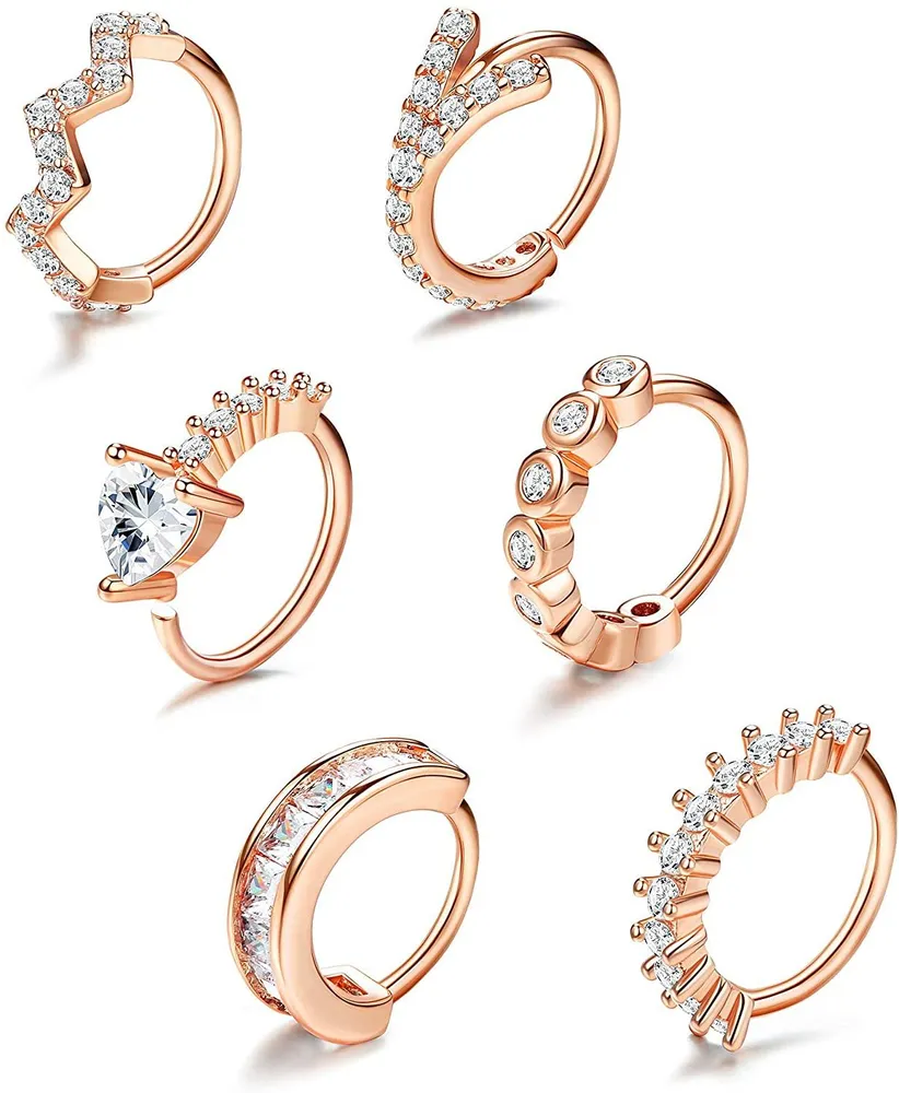 6Pcs 20G Nose Ring Hoop Bendable Nose Ring Cartilage Helix Tragus Earring Body Piercing Jewelry for Women Men - Grocery