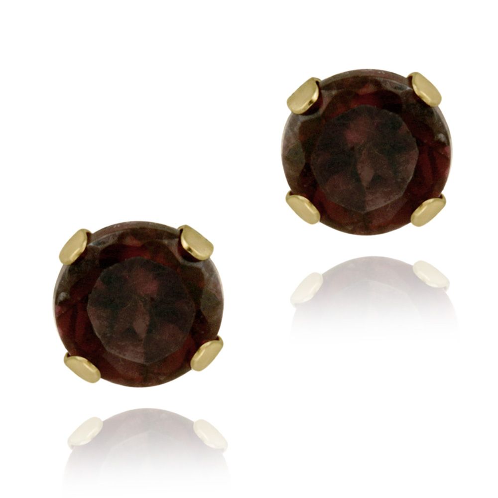 18K Gold over Sterling Silver 2/3ct Garnet Stud Earrings, 4mm - Grocery