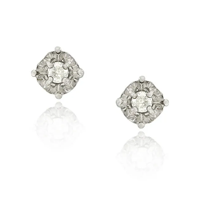 Sterling Silver 1/8ct Diamond Round Stud Earrings - Grocery