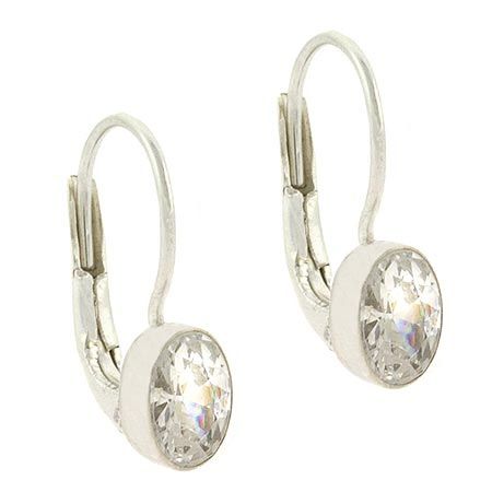 Large Sterling Silver Diamond cz stone Lever Back LeverBack Earrings - Grocery