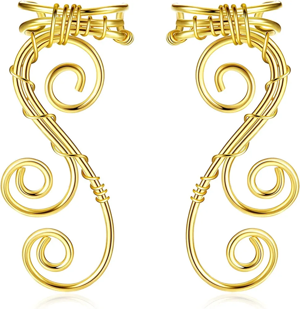 Elf Ear Cuffs for Women Non Piercing Handmade Filigree Adjustable Ear Cuff Earring Hypoallergenic Wrap Earrings No Piercing - Grocery