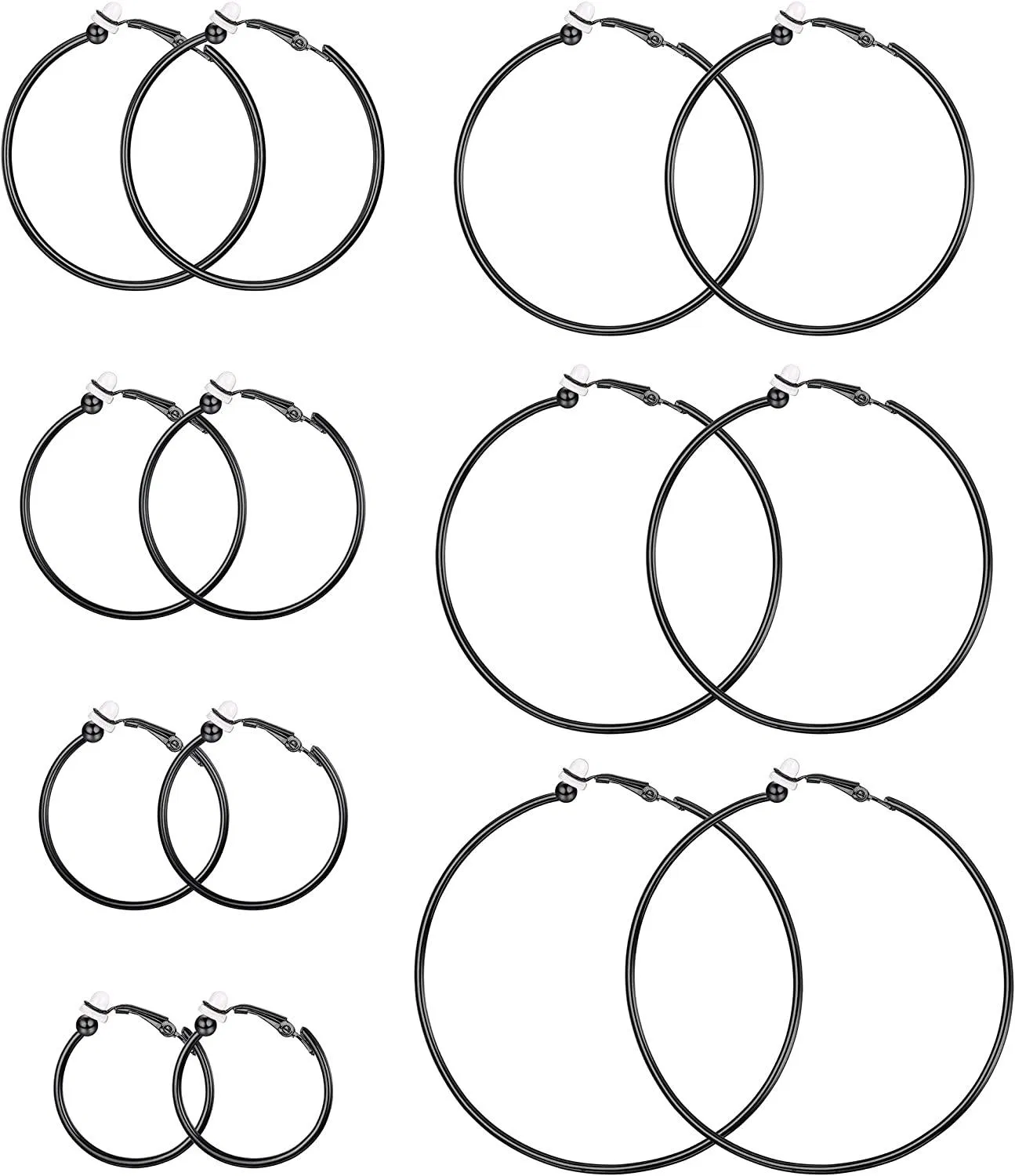 7 Pairs Clip On Hoop Earrings Set for Women Stainless Hoop Earrings Unpierced Earrings Non-pierced Ear 25-80mm - Grocery