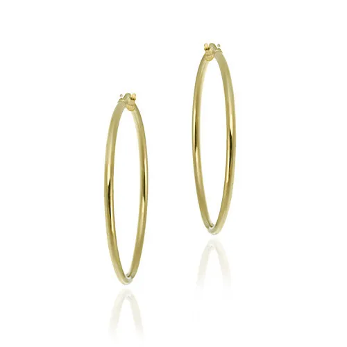 18K Gold over Sterling Silver 40mm Polished Hoop Earrings - Grocery