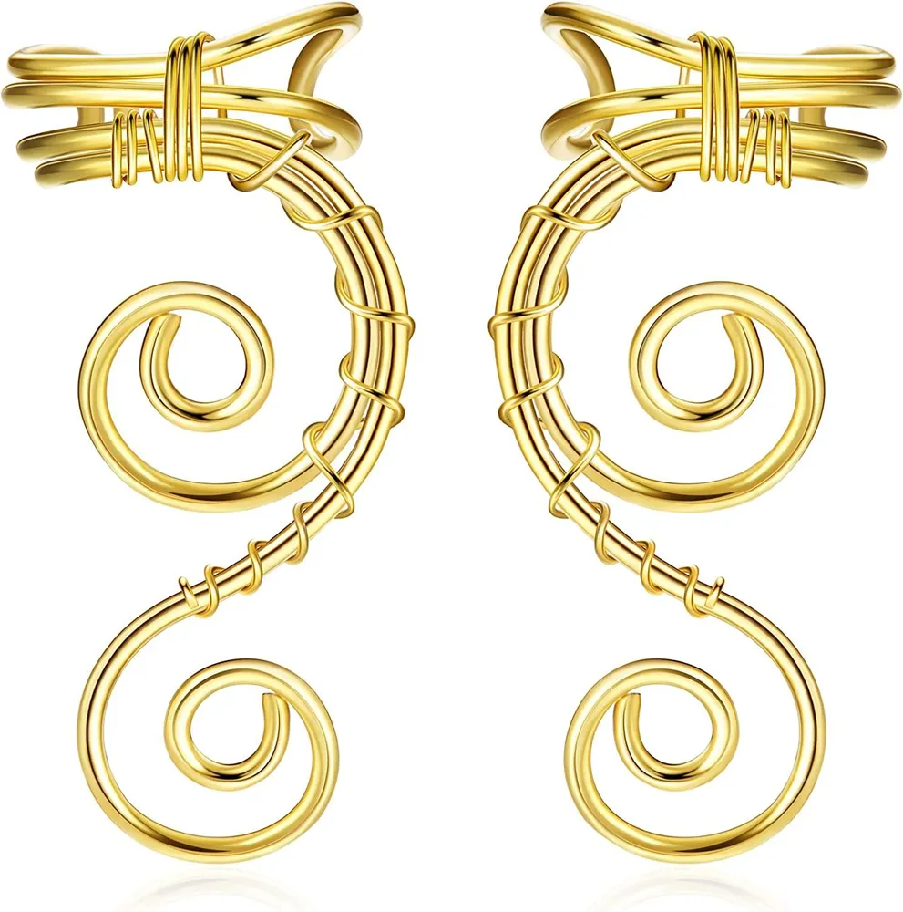 Elf Ear Cuffs for Women No Piercing Elf Ear Cuff Non Pierced Hypoallergenic Faux Wrap Earrings Fantasy Fairy Elven Cosplay Costume Handcraft for Filigree - Grocery