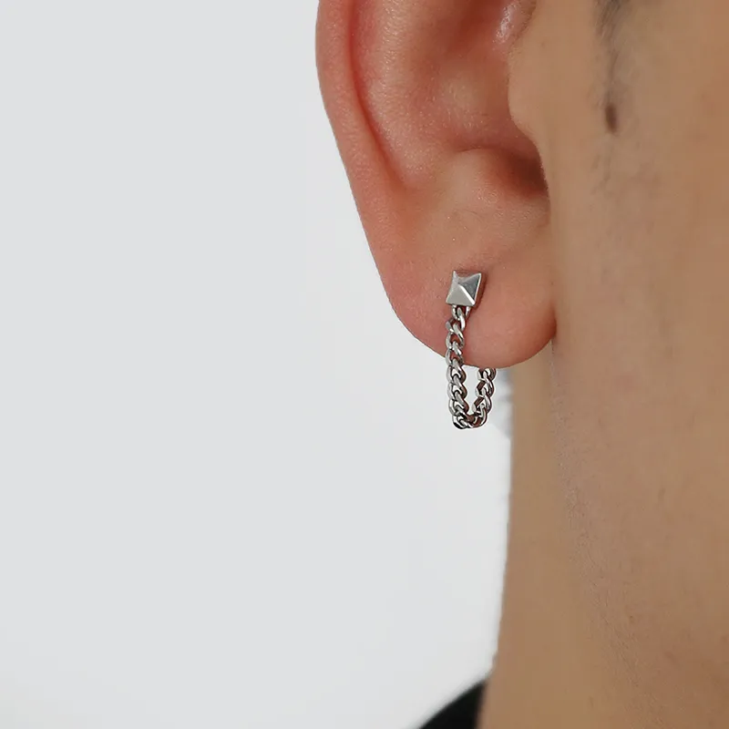 925 Silver Chain Earrings Geometric Simple Tassels - Grocery