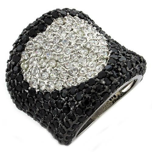 LOAS1036 - Rhodium 925 Sterling Silver Ring with AAA Grade CZ in Multi Color - Grocery
