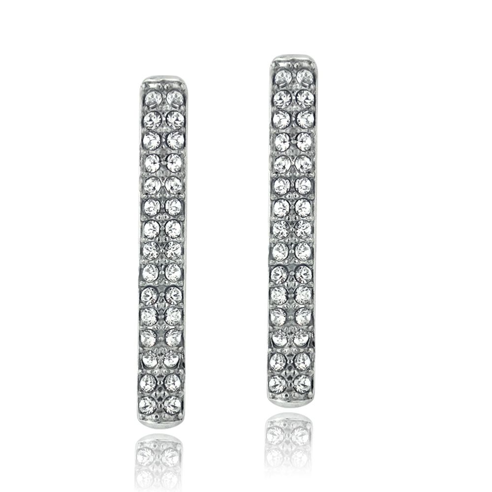 Silver Tone Swarovski Elements Line Drop Earrings - Grocery