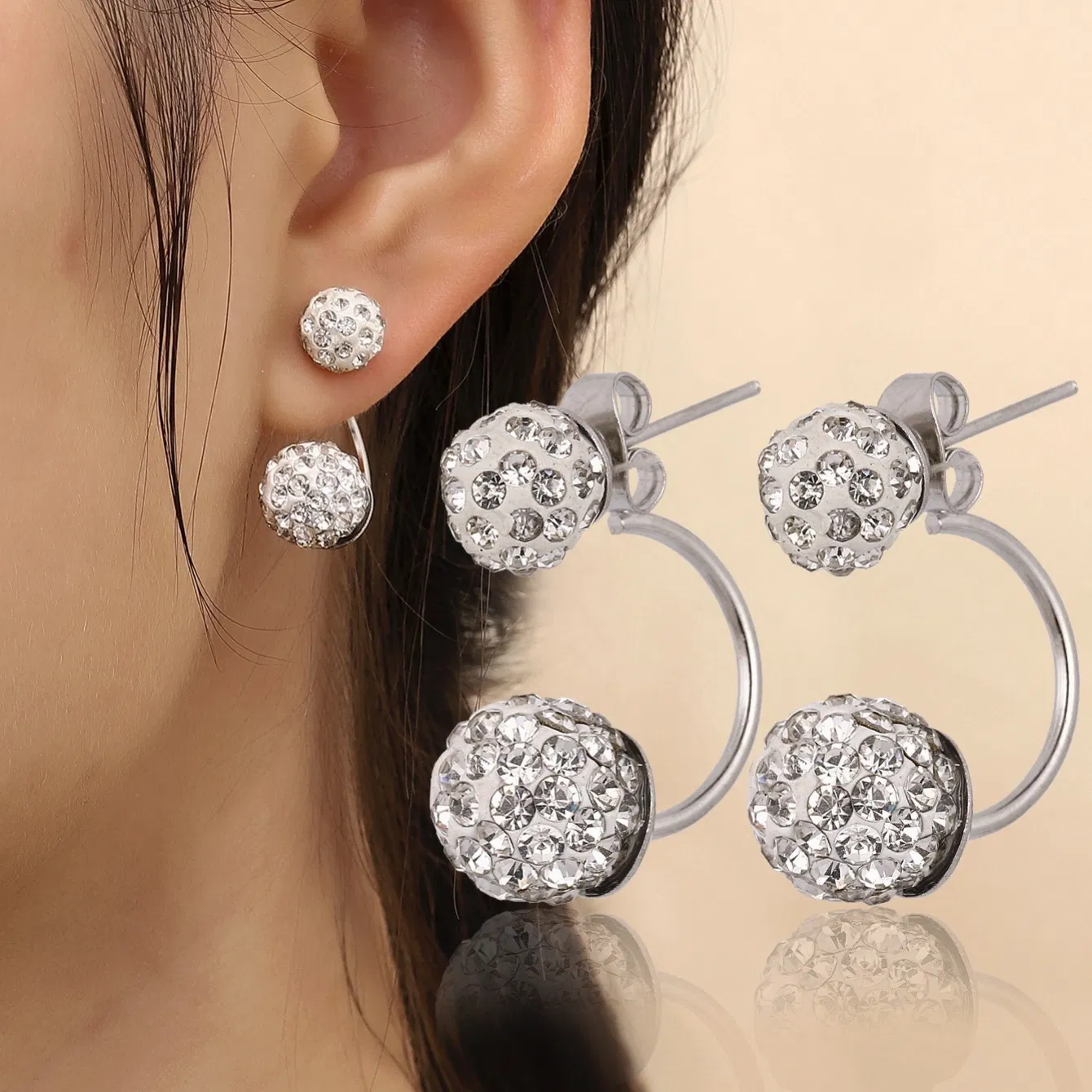 Shambhala Crystal Ball Stud Earrings - Grocery