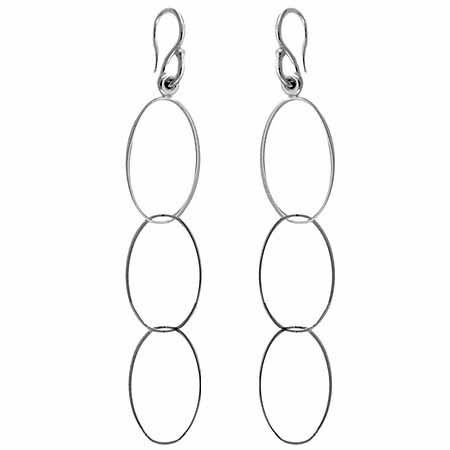 Sterling Silver Open Ovals Dangle Earrings - Grocery