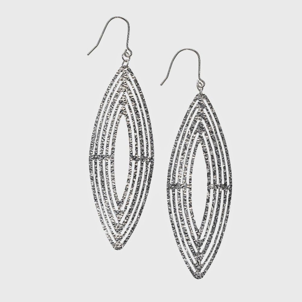 Sterling Silver Diamond-Cut Marquise Fashion Drop Earrings - Grocery