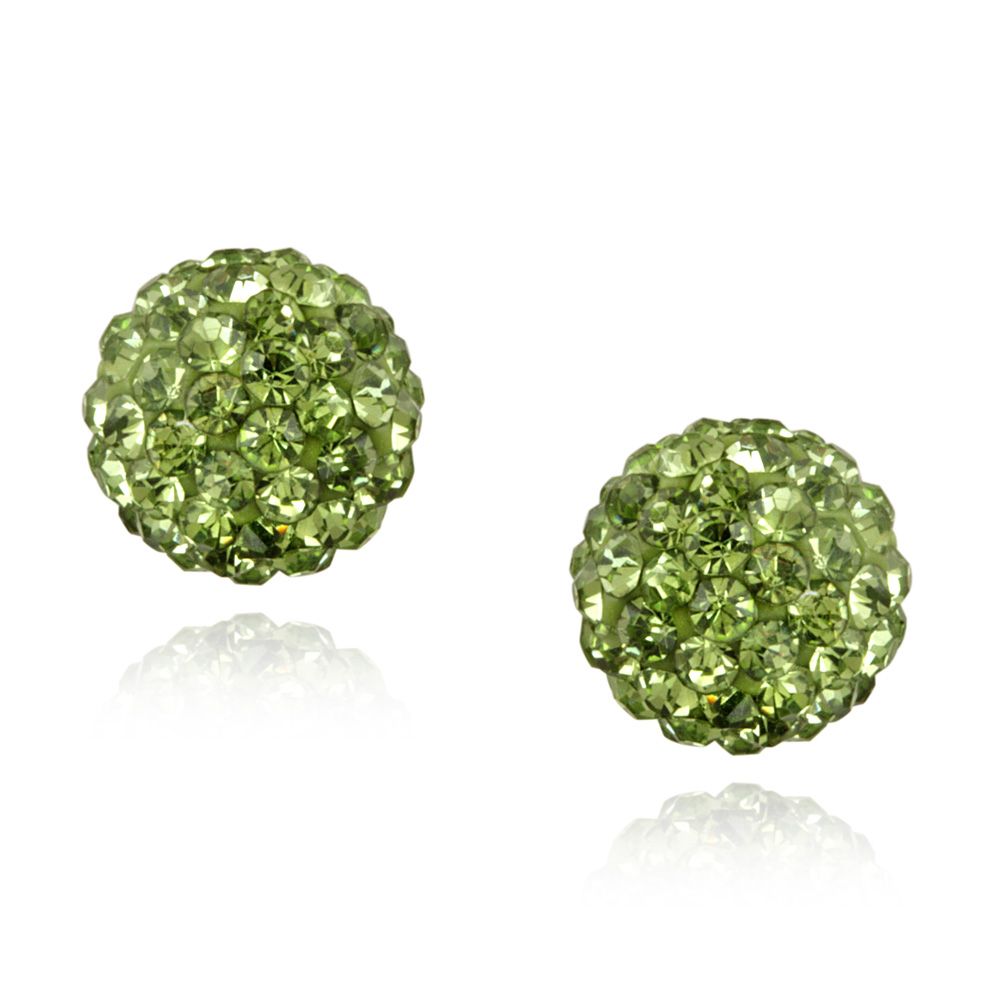 Sterling Silver Peridot Crystal Fireball Stud Earrings, 8mm - Grocery