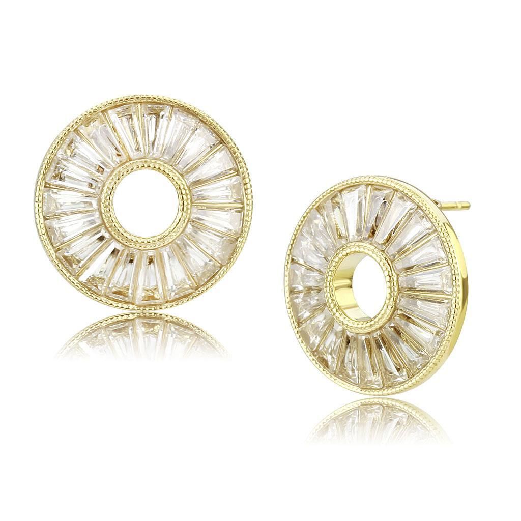 TK3662 - IP Gold(Ion Plating) Stainless Steel Earrings with AAA Grade CZ in Clear - Grocery