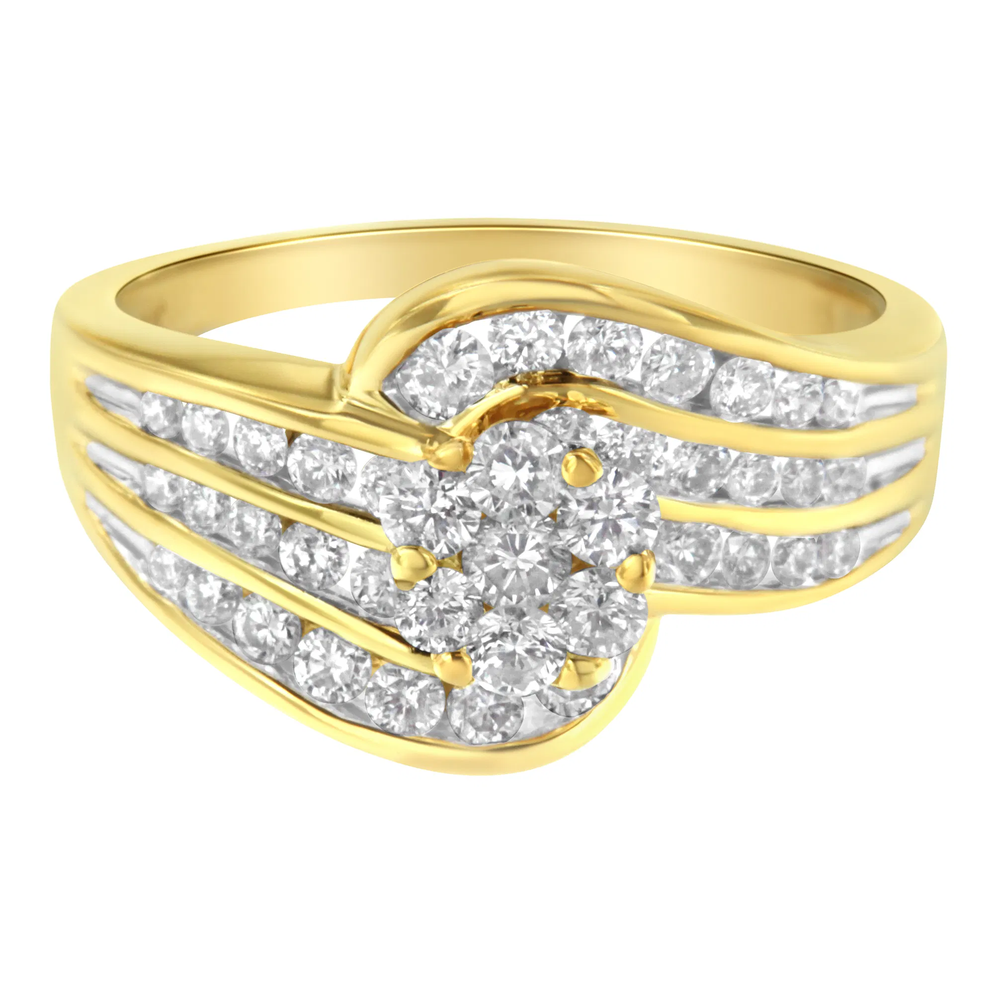 14K Yellow Gold Diamond Cocktail Bypass Ring (1 1/2 Cttw, H-I Color, SI2-I1 Clarity) - Grocery