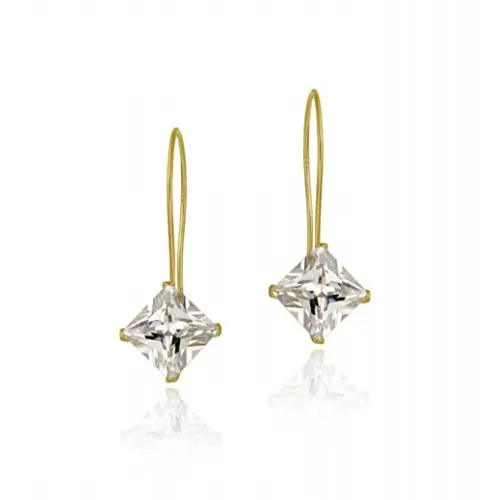 10K Gold Diamond Shaped CZ Drop Earrings - Grocery