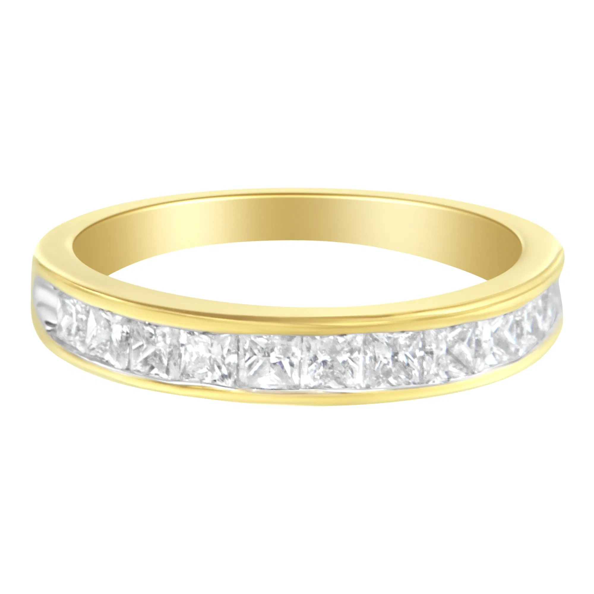 Women's 18K White Gold Princess Cut Diamond Band Ring (1 cttw, G-H Color, SI1-SI2 Clarity) - Grocery