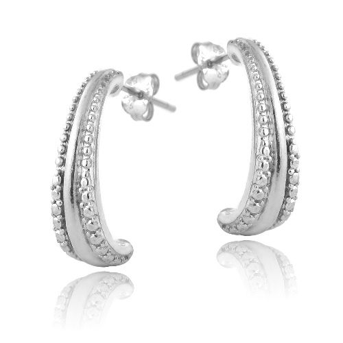 Sterling Silver Stripe Half Hoop Earrings - Grocery