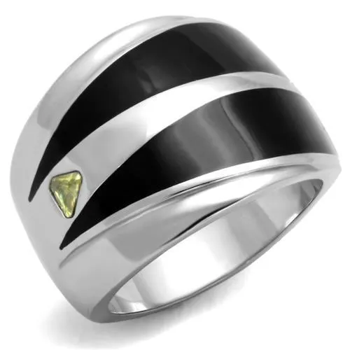 TK1815 - High polished (no plating) Stainless Steel Ring with AAA Grade CZ in Topaz - Grocery