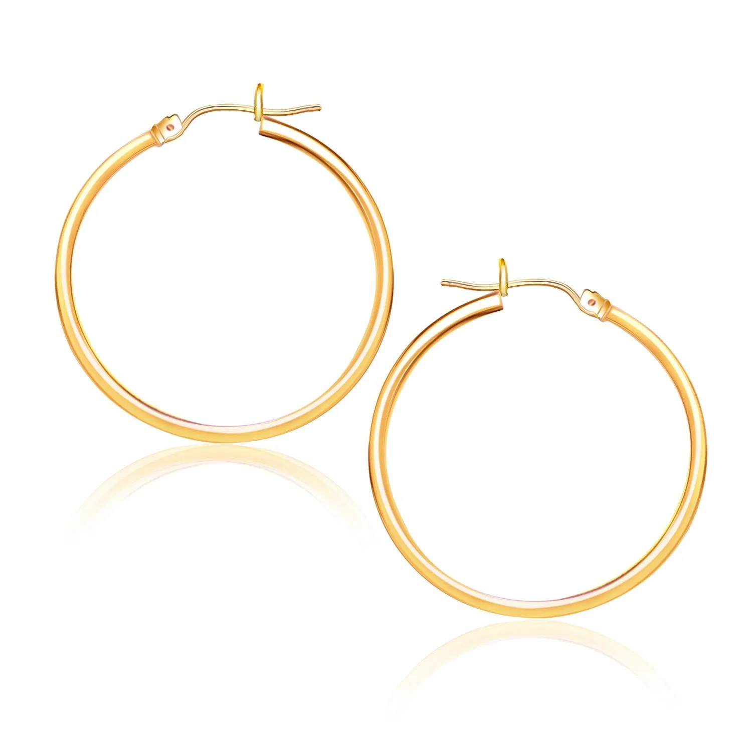 10k Yellow Gold Polished Hoop Earrings (1.5x25mm) - Grocery