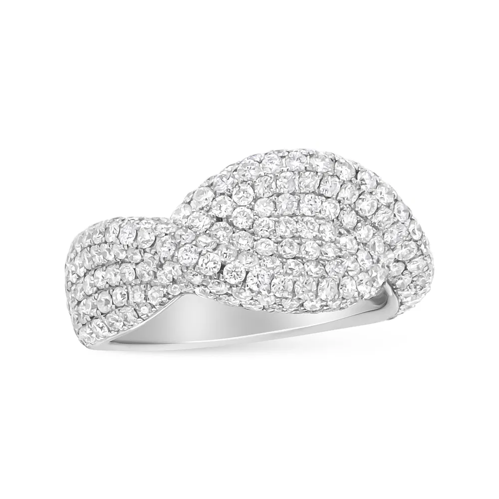 18K White Gold Cluster 2 1/4 Cttw Diamond Fashion Ring (F-G Color, VS1-VS2 Clarity) - Ring Size 7 - Grocery