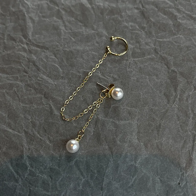 S925 Silver Needle South Korea Light Luxury Premium Pearl Tassel Fashion Net Red Fashion Earclip Earrings - Grocery