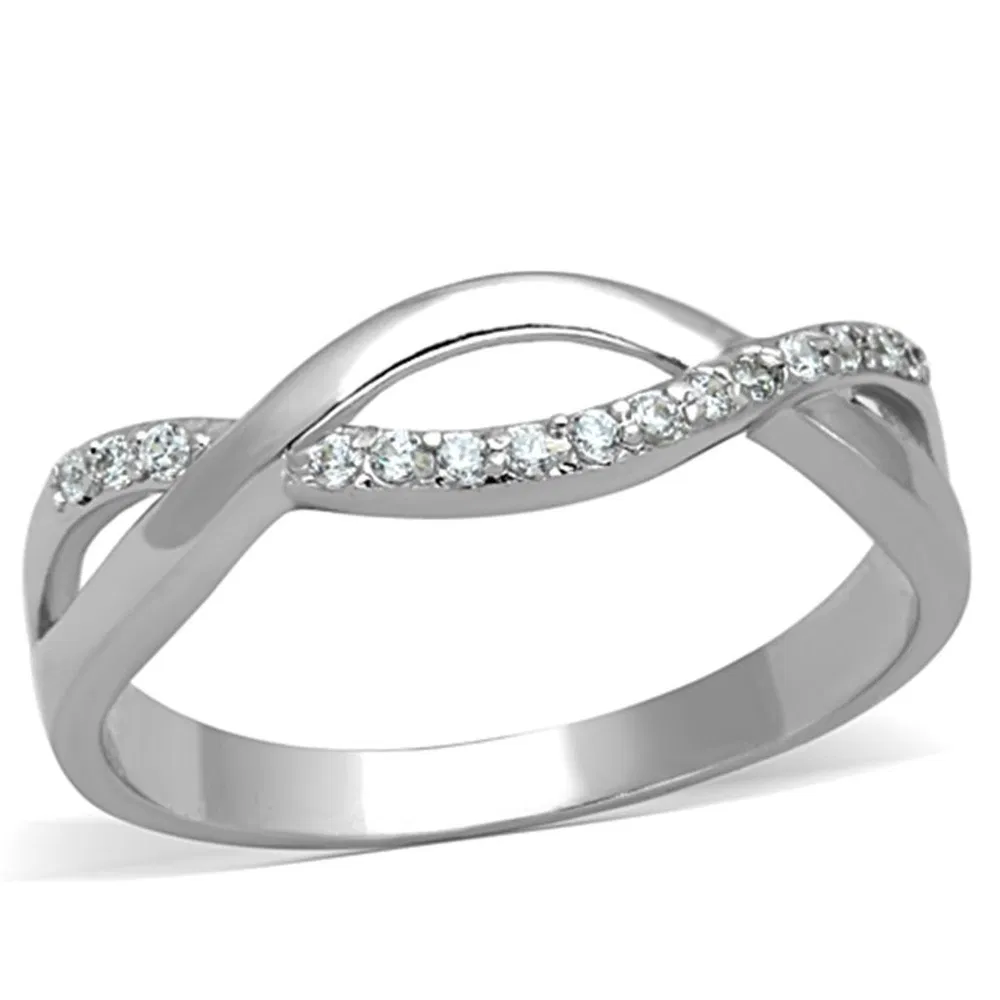 3W796 - Rhodium Brass Ring with AAA Grade CZ in Clear - Grocery