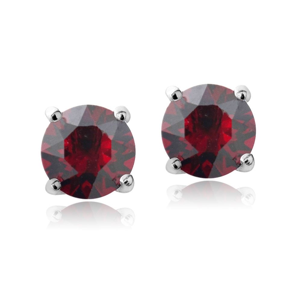 Sterling Silver Ruby Swarovski Elements July Birthstone Stud Earrings - Grocery