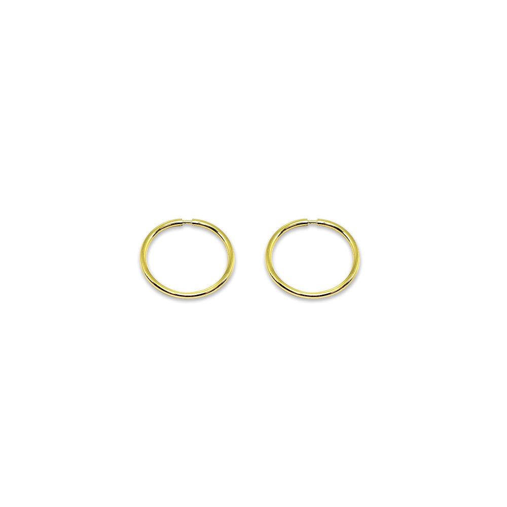 14K Gold Tiny Small Endless 10mm Round Thin Lightweight Unisex Hoop Earrings - Grocery