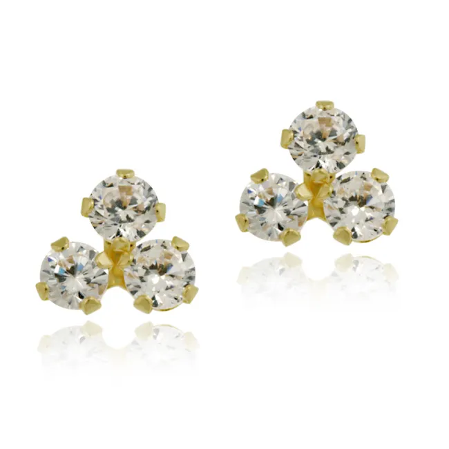10K Gold Cubic Zirconia Cluster Mini Stud Earrings - Grocery