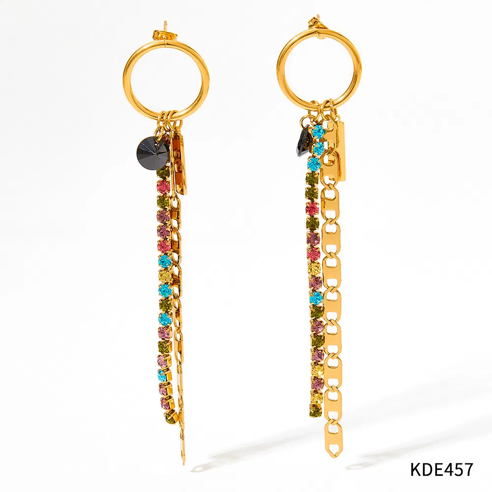 Original Design Colorful Long Tassel Rhinestone Earrings - Grocery