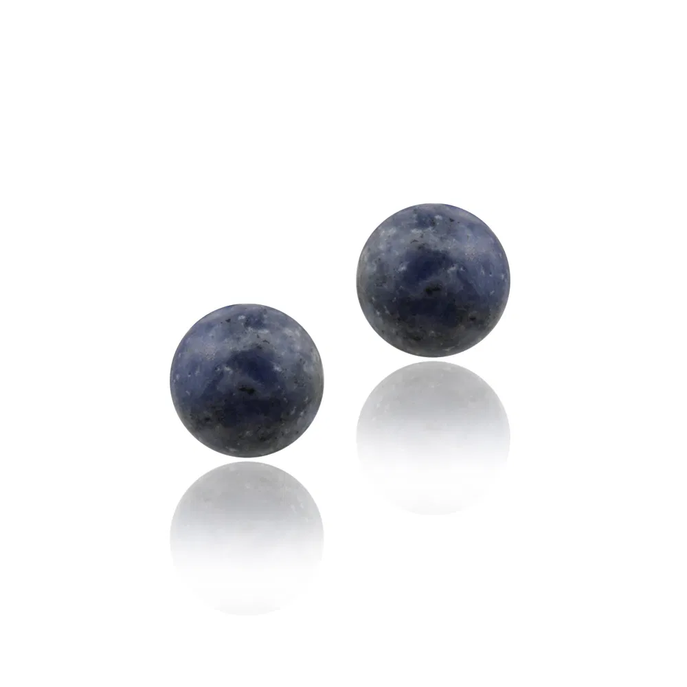 Sterling Silver Sodalite Bead Stud Earrings, 6mm - Grocery