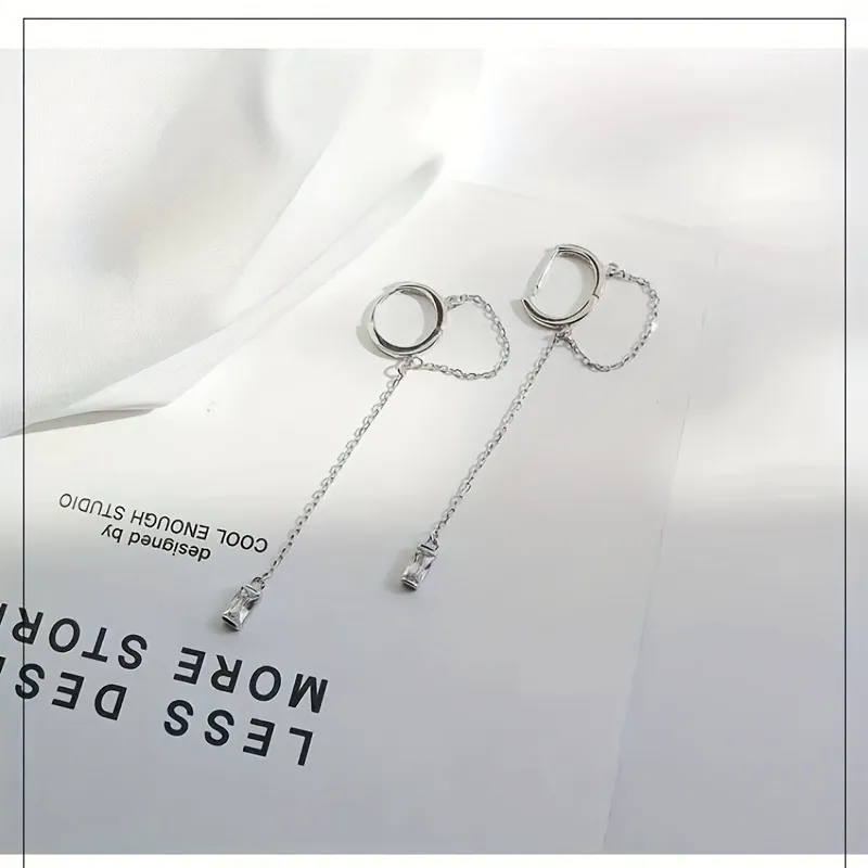Luxury Hip Hop Charming Cubic Zirconia Buckle Ring Jewelry With Long Tassel Chain For Birthday Party And Wedding For Men And Women - Grocery