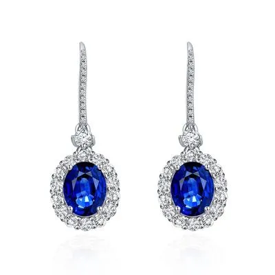 Royal Blue Earrings Classic Retro All Over - Grocery