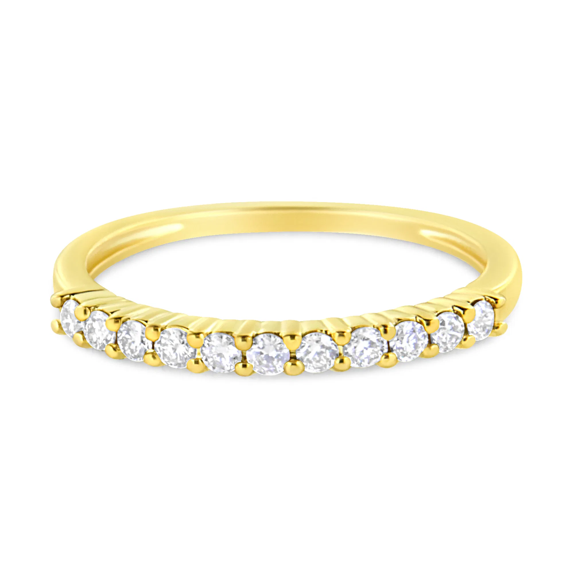 IGI Certified 1/4 Cttw Diamond 10K Yellow Gold Prong Set Fluted Band Style Ring (I-J Color, I2-I3 Clarity) - Grocery