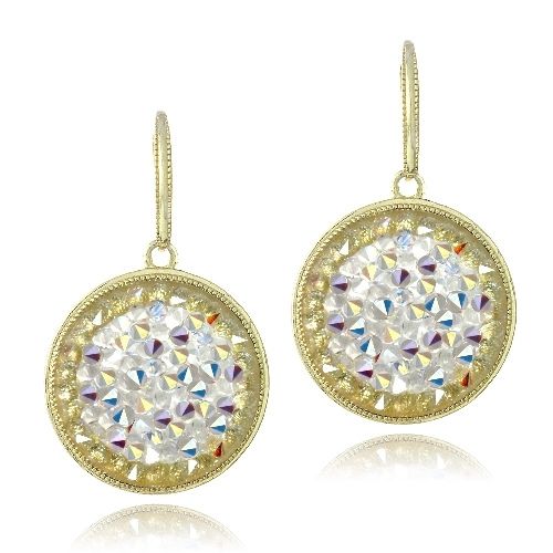 Crystal Ice Aurora Borealis Crystal Rocks Dangle Earrings Made with Swarovski Elements - Grocery