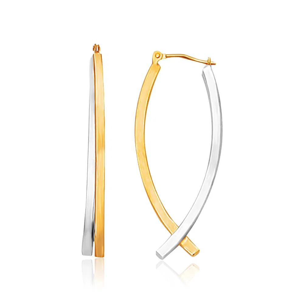 14k Two-Tone Gold Double Row Fancy Drop Earrings - Grocery