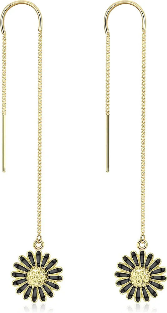 Threader Chain Earrings for Women Flower Tassel Ear Threader Earrings Chain Bumble Bee Dangle Chain Threader Earrings - Grocery