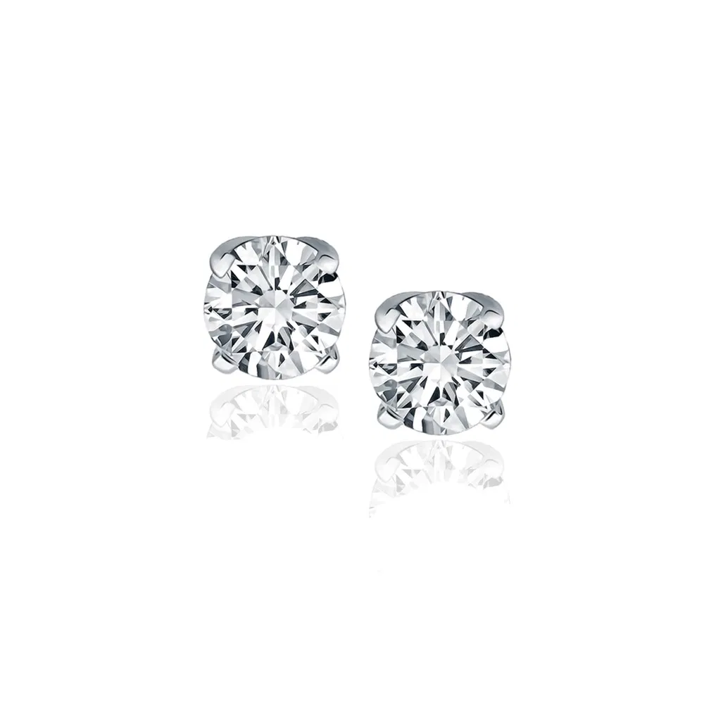 14k White Gold Diamond Four Prong Stud Earrings (1 cttw) - Grocery