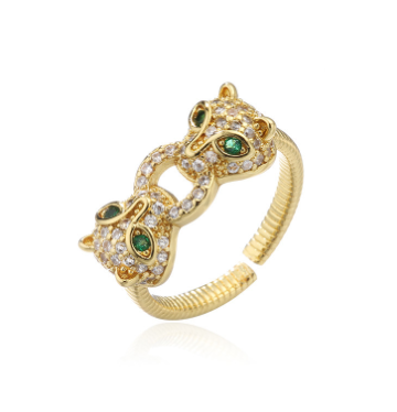 Brass Microset Zircon Atmospheric Leopard Ring - Grocery