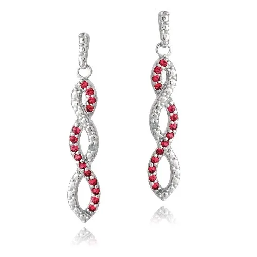 Sterling Silver 4/5ct Created Ruby & Diamond Accent Triple Infinity Dangle Earrings - Grocery
