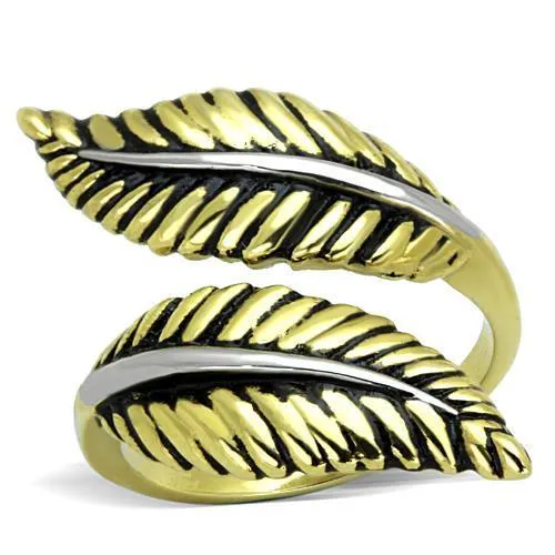 TK1707 - Two-Tone IP Gold (Ion Plating) Stainless Steel Ring with Epoxy in Jet - Grocery