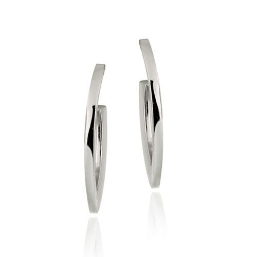 Sterling Silver Leaf Shaped Hoop Earrings - Grocery