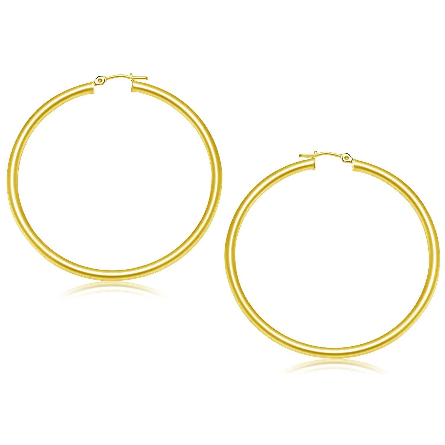 14k Yellow Gold Polished Hoop Earrings (3x50mm) - Grocery