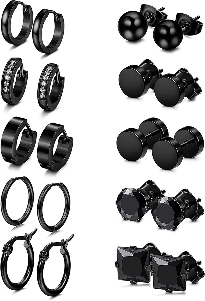Stud Earrings for Men Women Stainless Huggie Earrings Small Hoop Earrings - Grocery