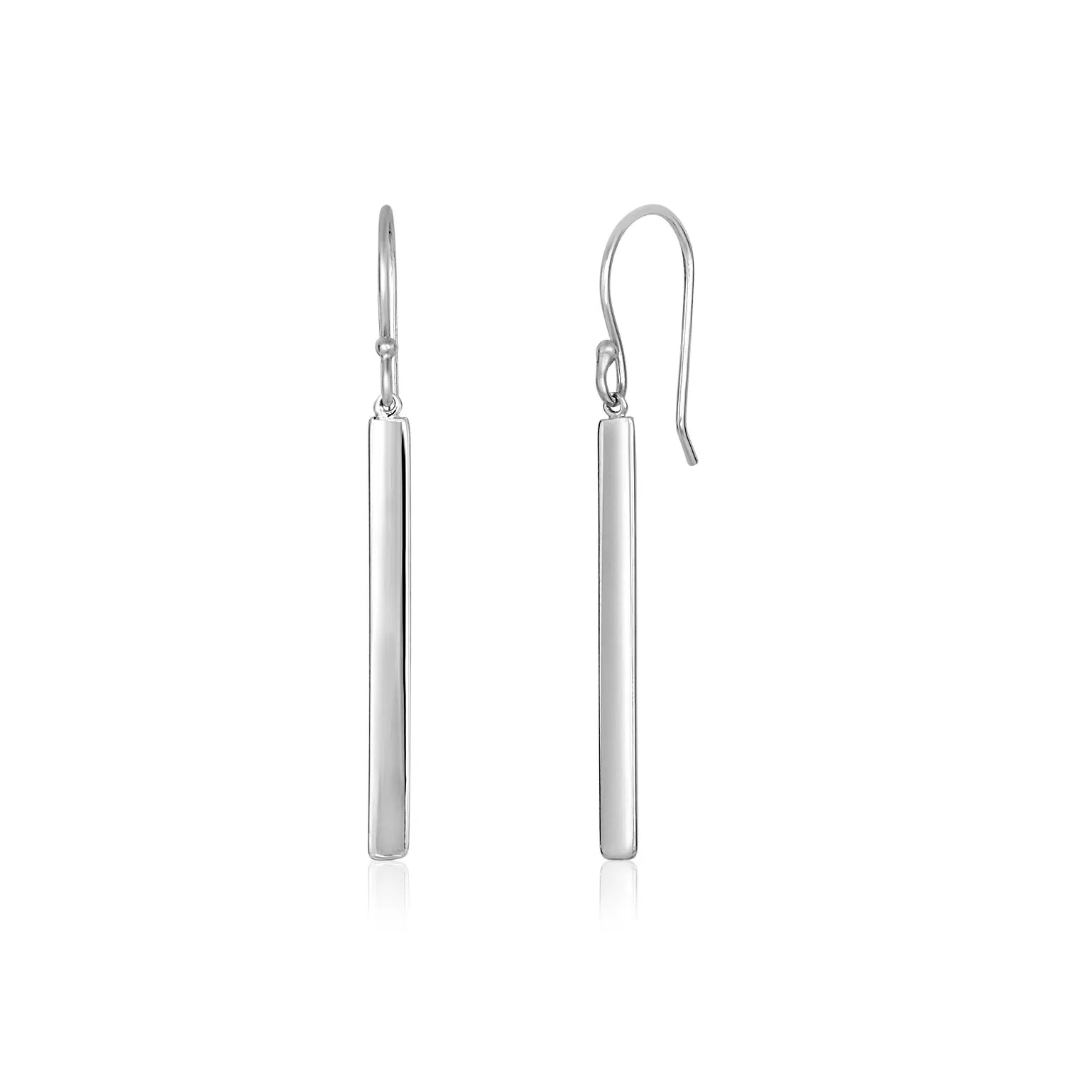 Sterling Silver Polished Bar Earrings - Grocery