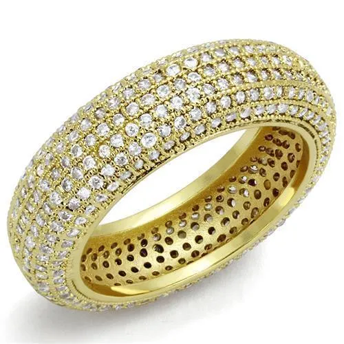 3W1272 - Gold Brass Ring with AAA Grade CZ in Clear - Grocery