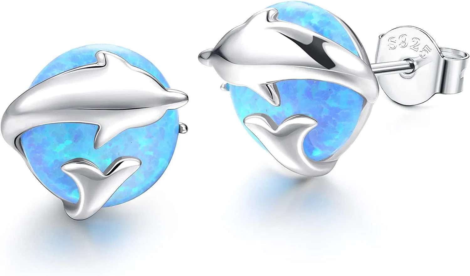 Opal Earrings for Women Sterling Dolphin Earrings Blue Animal Earrings Sea Turtle Crab Earrings for Gift - Grocery