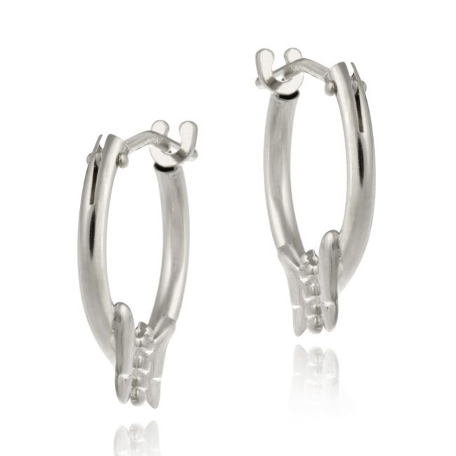 10K White Gold Mini Hoop Butterfly Earrings - Grocery