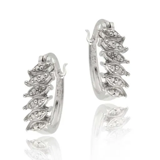 Sterling Silver Diamond Accent Small Oval Hoop Earrings - Grocery