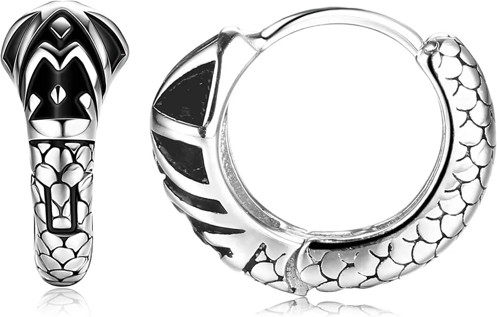 Snake Earrings 925 Sterling Small Hoop Earrings For Women Minimalist Snake Huggie Hoop Earrings Punk Jewelry - Grocery